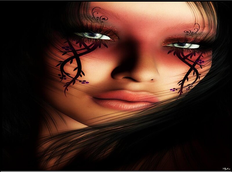 Woman with Face Paint — Black
