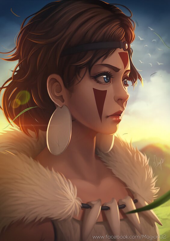 Woman with Face Paint — Brown, Dramatic, Sunset, Digital Art, Face Paint