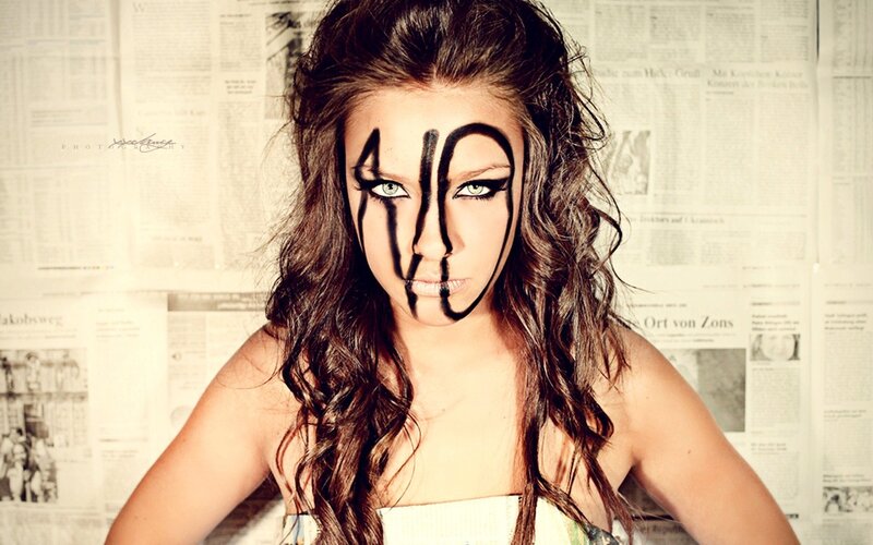 Woman with Face Paint — Brown, Dramatic