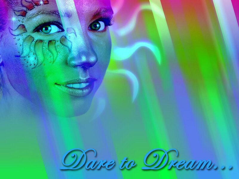 Woman with Face Paint — Green, Dreamy