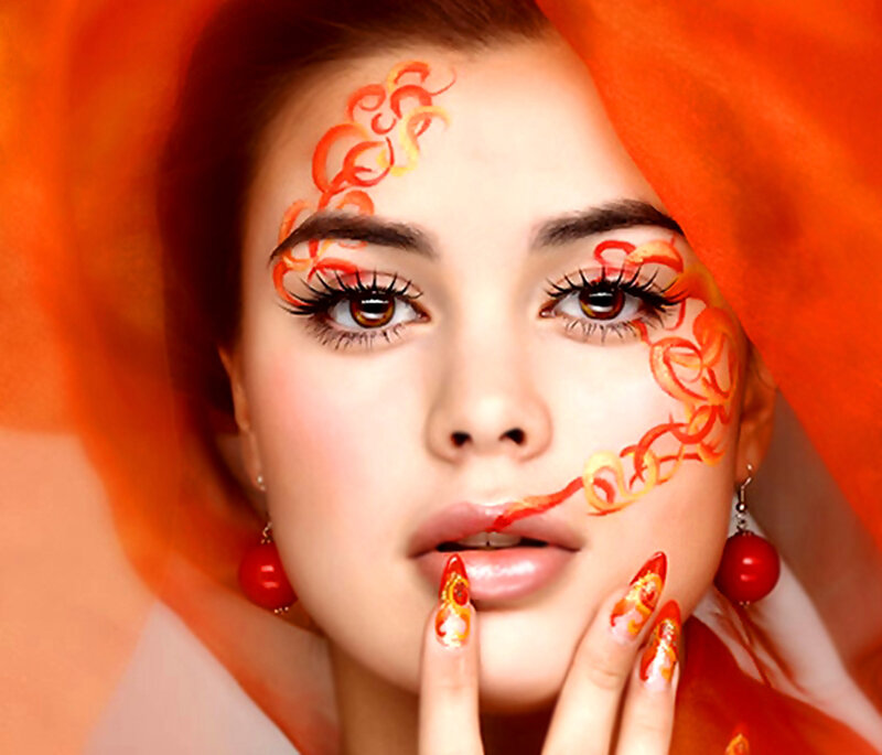 Woman with Face Paint — Orange