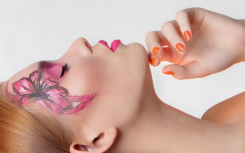 Woman with Face Paint — Pink, Artistic