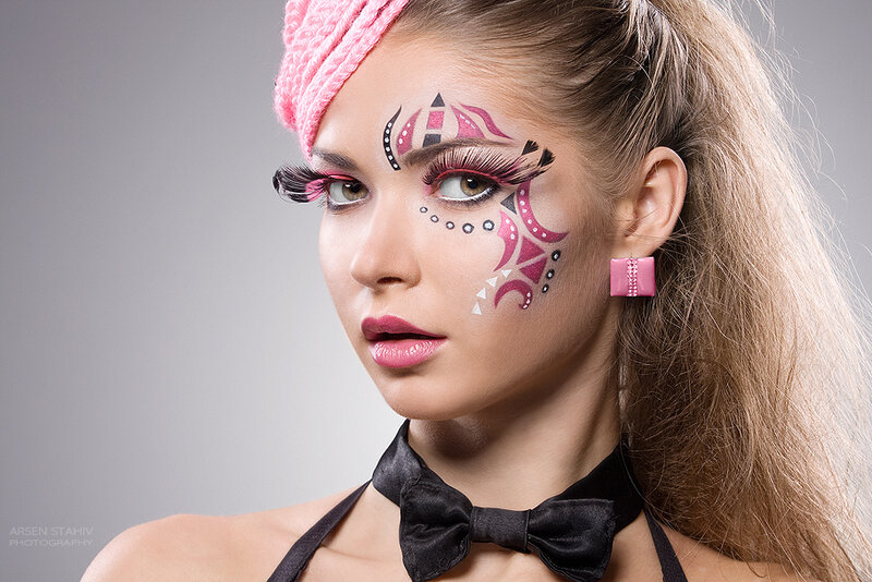 Woman with Face Paint — Pink