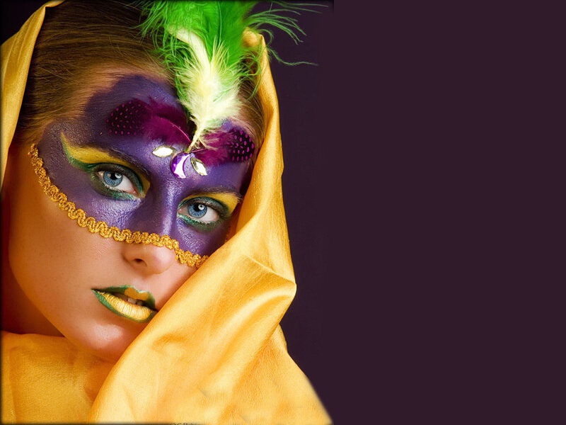 Woman with Face Paint — Purple, Dramatic, Photograph