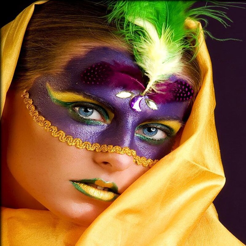 Woman with Face Paint — Purple