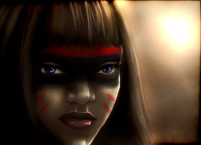 Woman with Face Paint — Red
