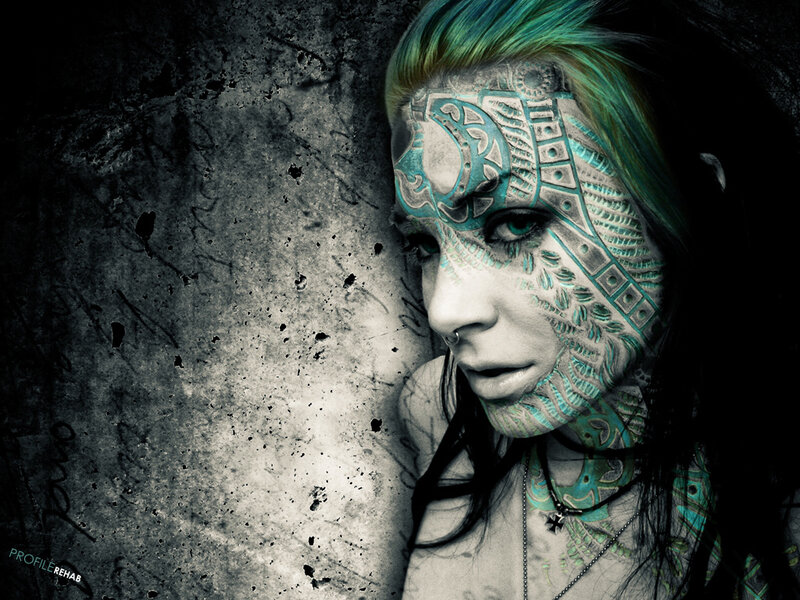 Woman with Face Paint — Teal