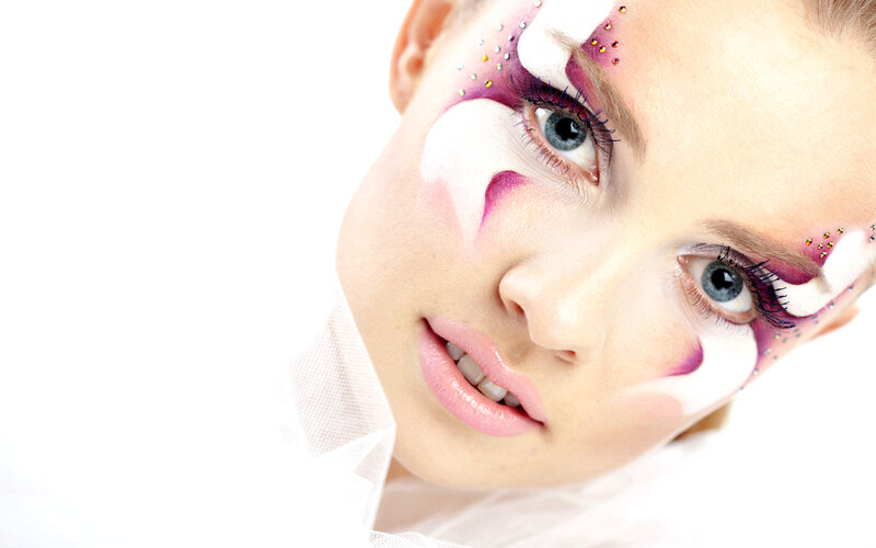 Woman with Face Paint — White, Dramatic, Photograph