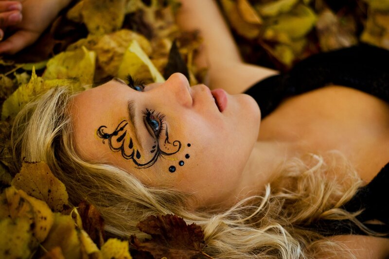 Woman with Face Paint — Yellow, Serene