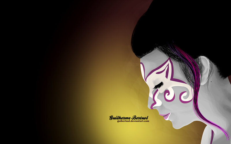 Woman with Face Paint — Yellow
