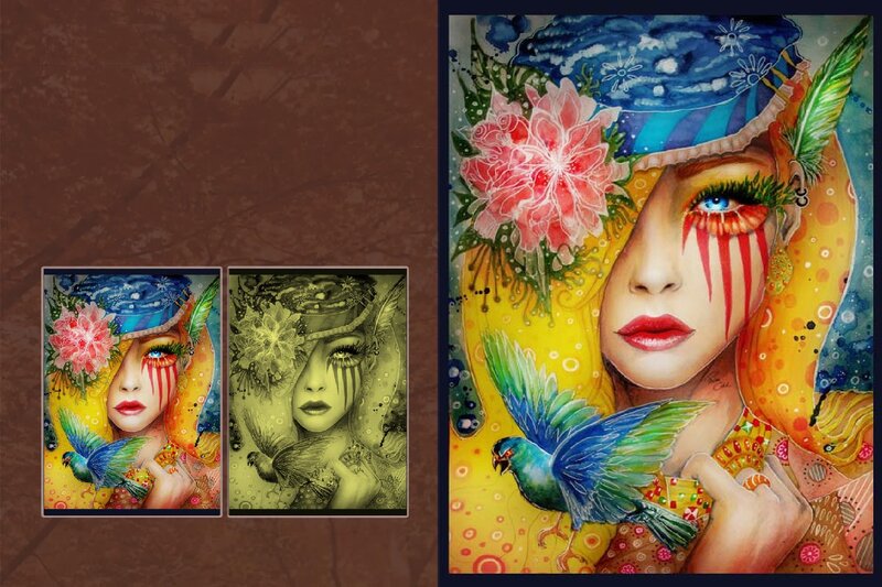 Woman with Face Paint — Yellow, Vibrant
