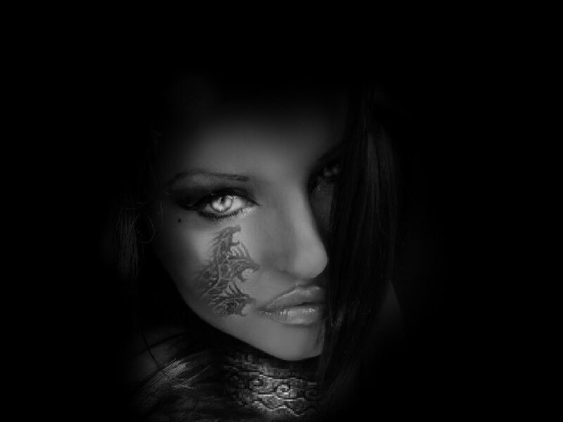 woman with face tattoo
