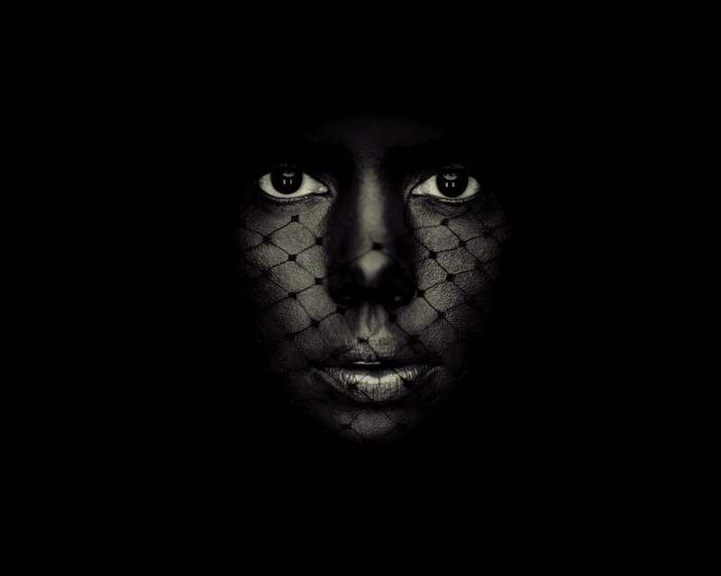 Woman with Face Veil — Black, Dramatic