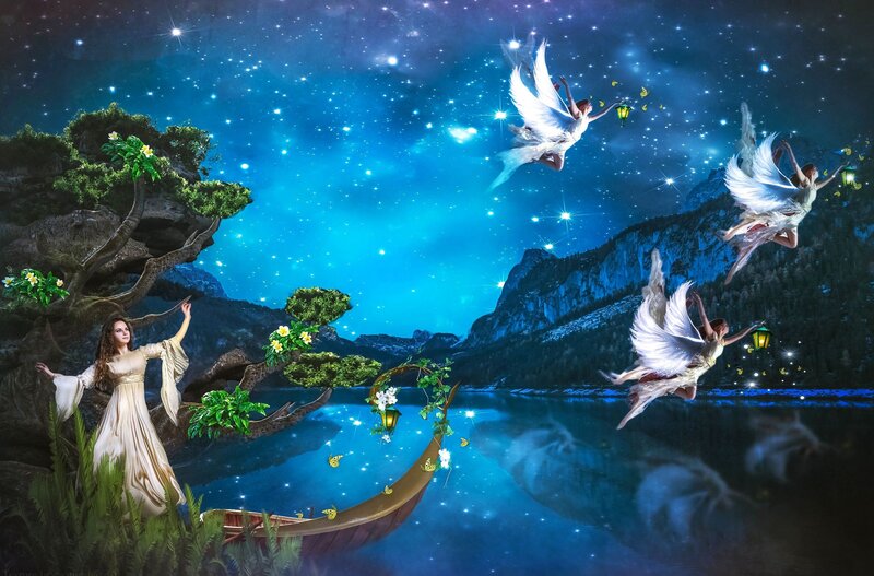Woman with Fairies — Blue