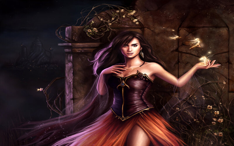 Woman with Fairies — Purple