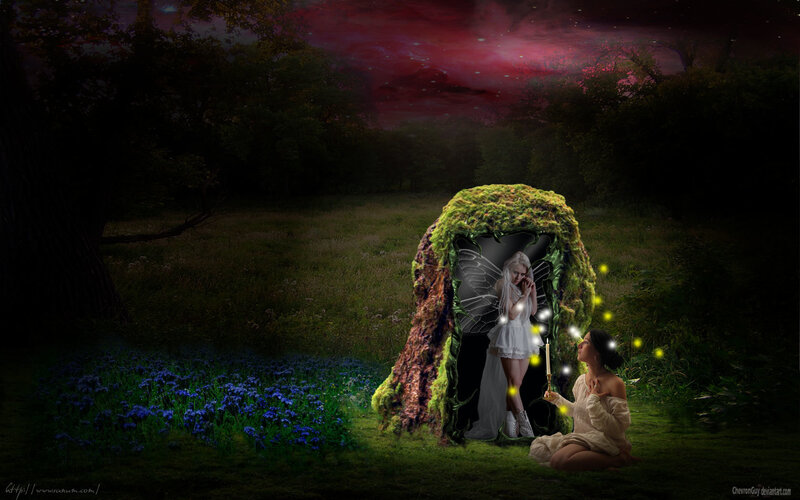 Woman with Fairy in Forest