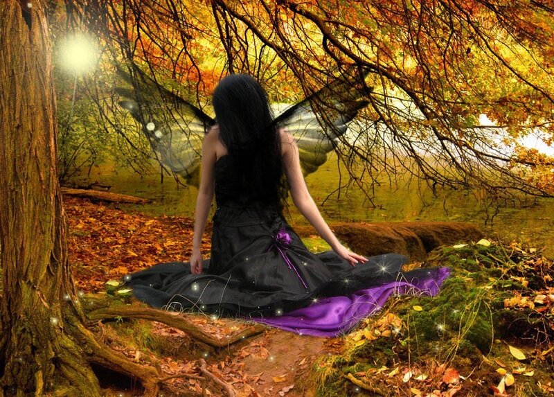Woman with Fairy Wings — Black