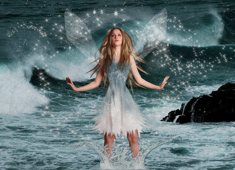 Woman with Fairy Wings — Blue, Dramatic