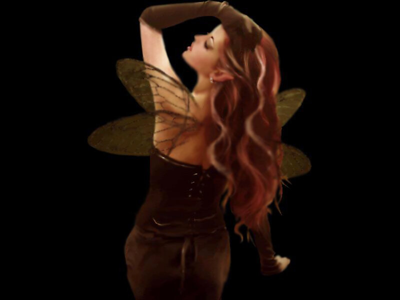 Woman with Fairy Wings — Brown, Dramatic