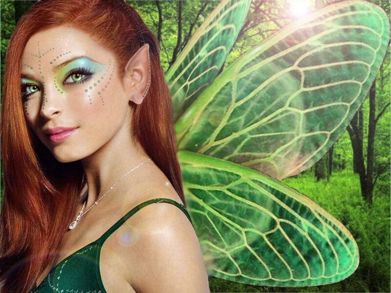 Woman with Fairy Wings — Green, Fantastical