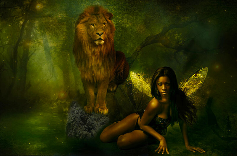 Woman with Fairy Wings — Green, Mystical