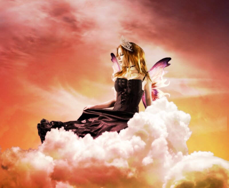 Woman with Fairy Wings — Orange, Dramatic