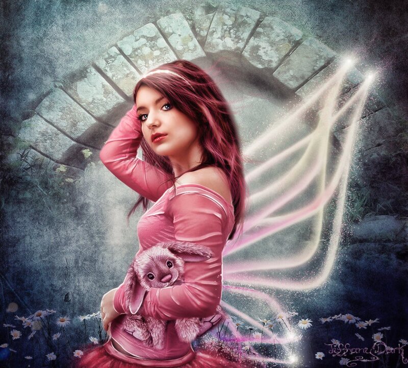 Woman with Fairy Wings — Pink, Fantasy, Digital Art