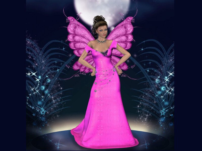 Woman with Fairy Wings — Pink, Fantasy