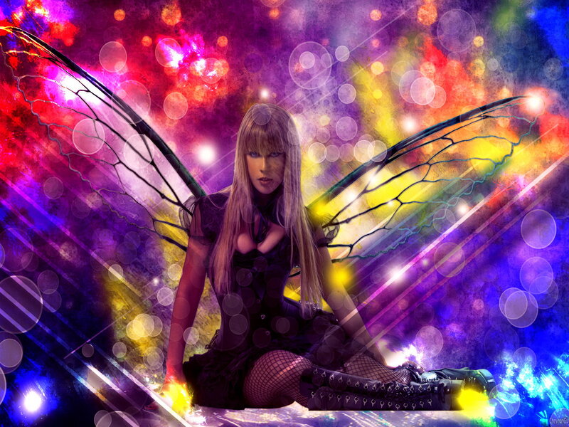 Woman with Fairy Wings — Purple, Dramatic