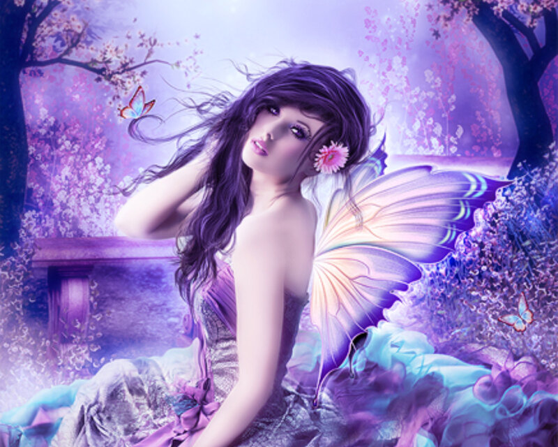 Woman with Fairy Wings — Purple, Dreamy, Spring