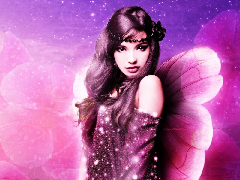 Woman with Fairy Wings — Purple, Fantasy, Digital Art