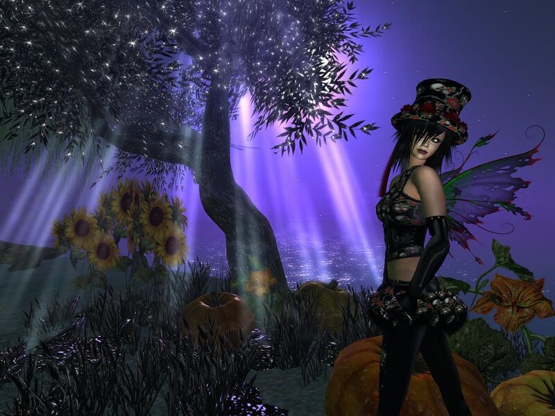 Woman with Fairy Wings — Purple, Mystical, Night, 3d Render