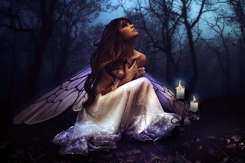 Woman with Fairy Wings — Purple, Mystical