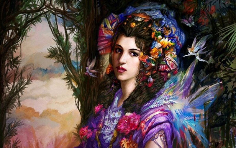 Woman with Fairy Wings — Purple, Serene, Sunset