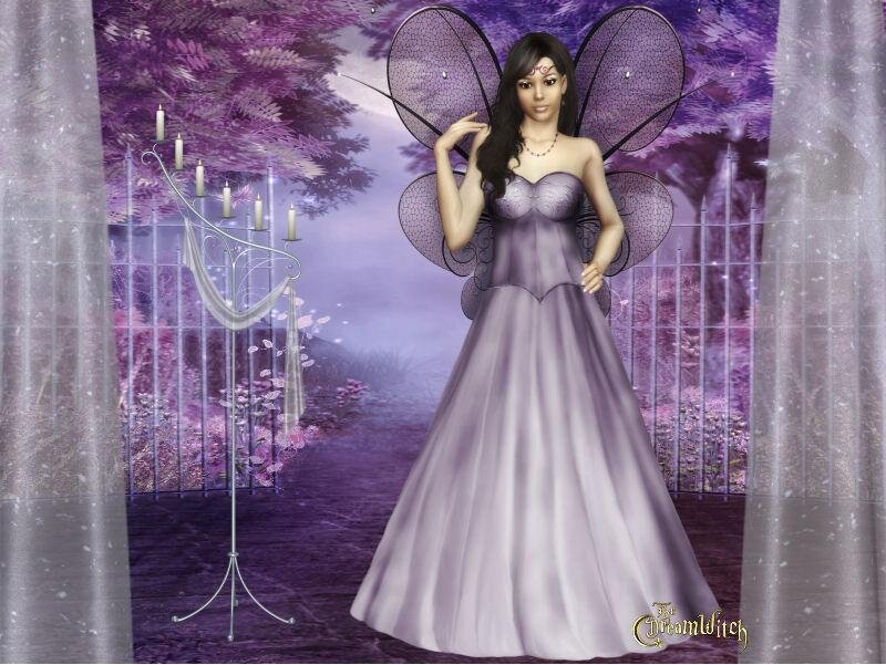 Woman with Fairy Wings — Purple, Serene