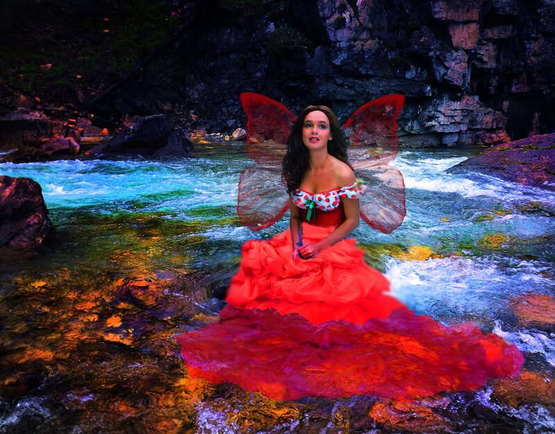 Woman with Fairy Wings — Red, Fantastical