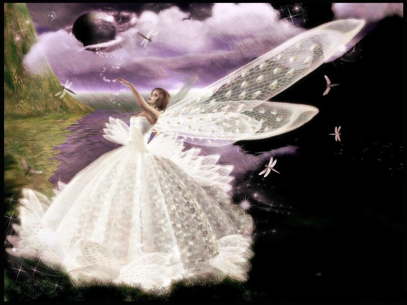 Woman with Fairy Wings — White