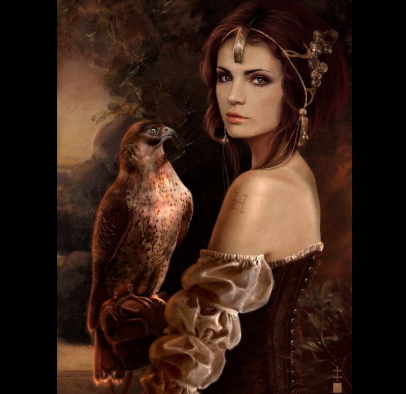 Woman with Falcon — Brown