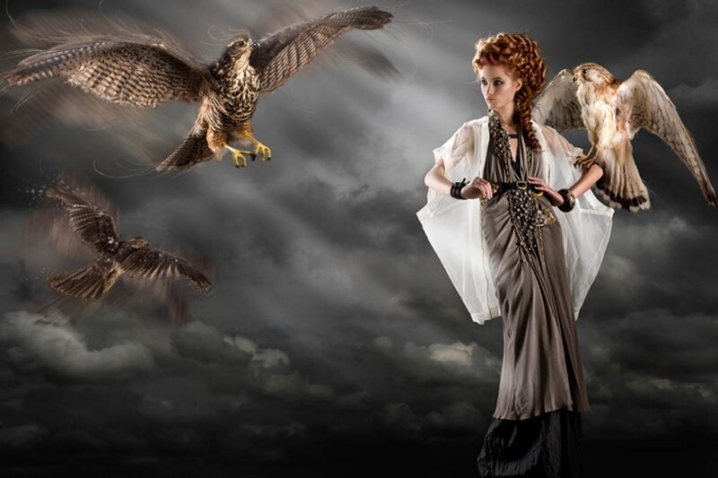 Woman with Falcons