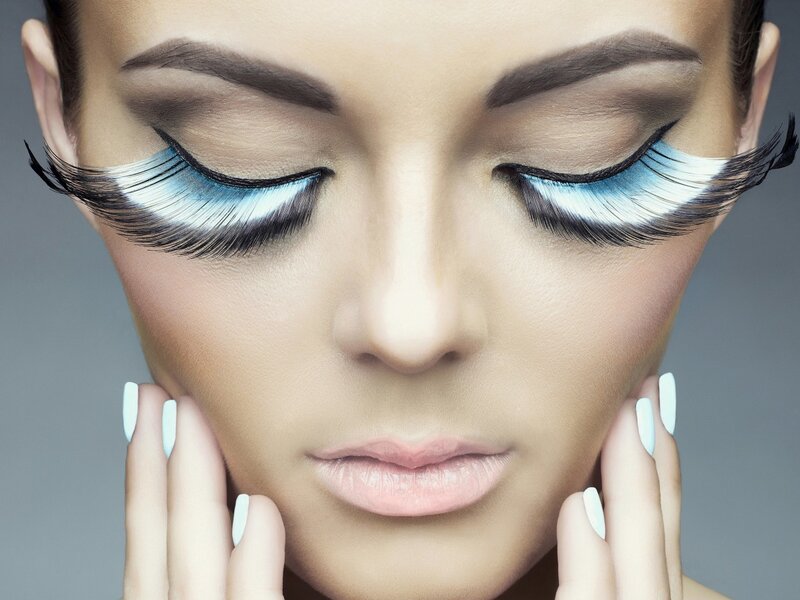 Woman with False Eyelashes — White