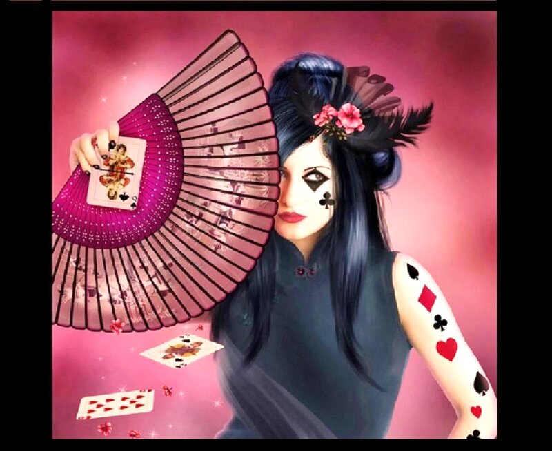 Woman with Fan and Cards