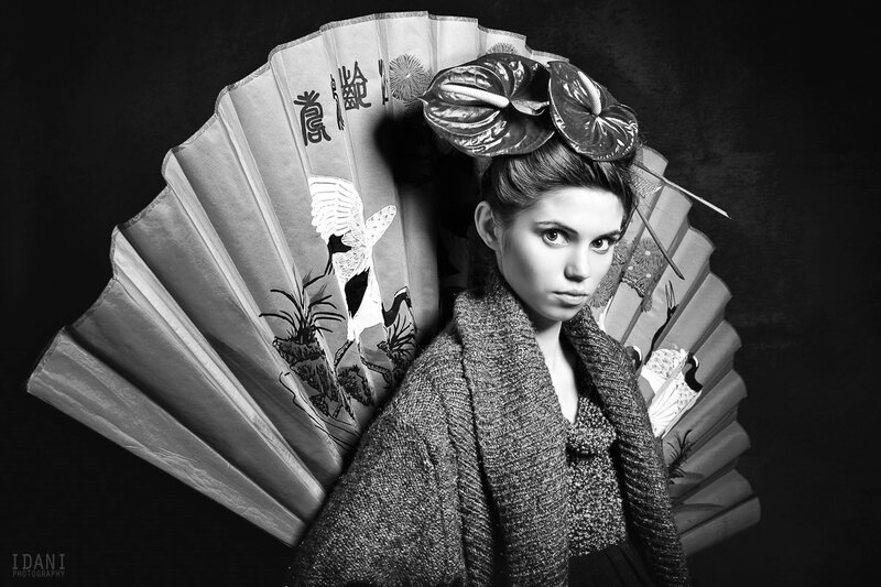 Woman with Fan and Headpiece