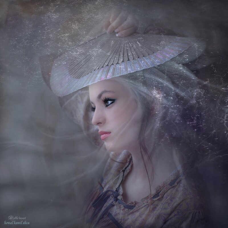 Woman with Fan — Gray