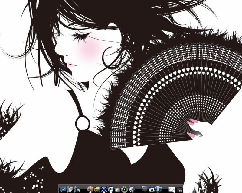 woman with fan illustration