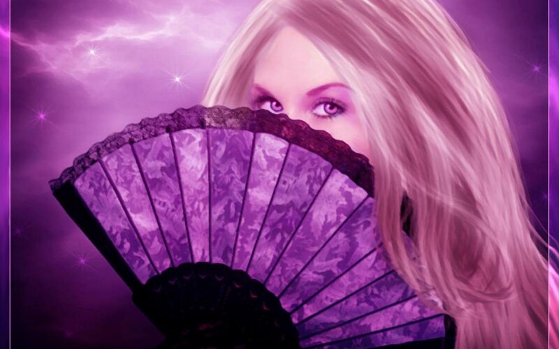 Woman with Fan — Purple, Dramatic
