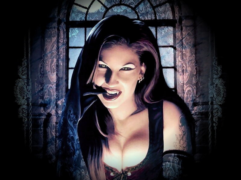 Woman with Fangs — Black, Dramatic