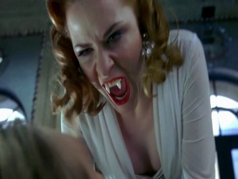 Woman with Fangs — White, Dramatic