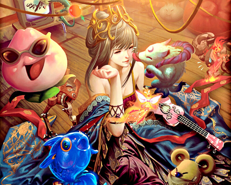 Woman with Fantasy Creatures