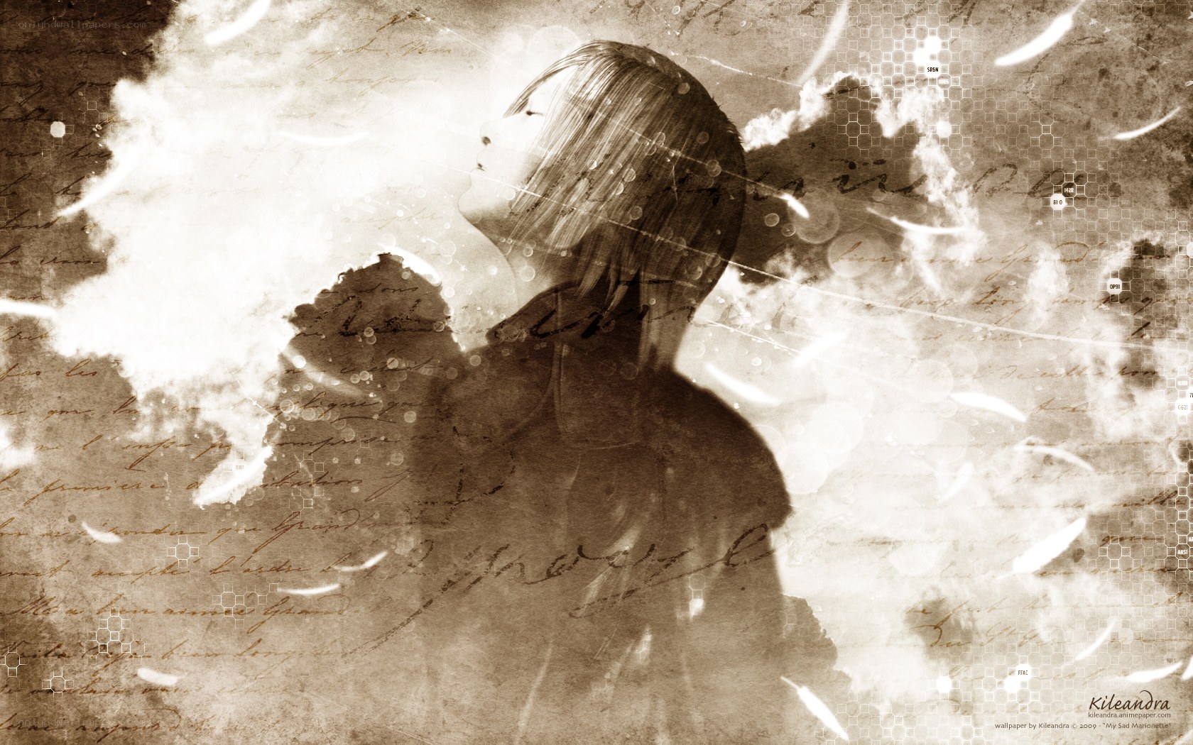 woman with feather background