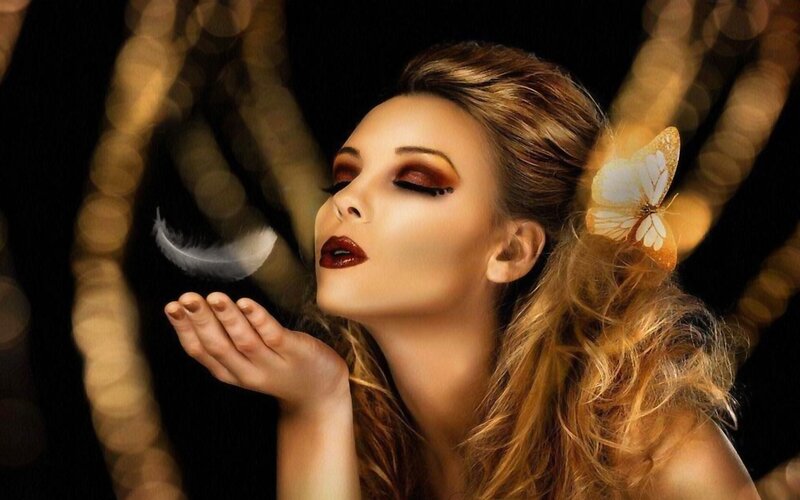 Woman with Feather — Black, Dramatic